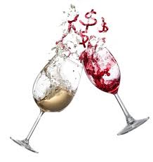 red and white wine glasses with splash 